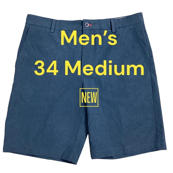 Izod Shorts Mens Izod 34 Medium Golf Shorts Hybrid Navy Blue Chino Khakis Polyester Stretch